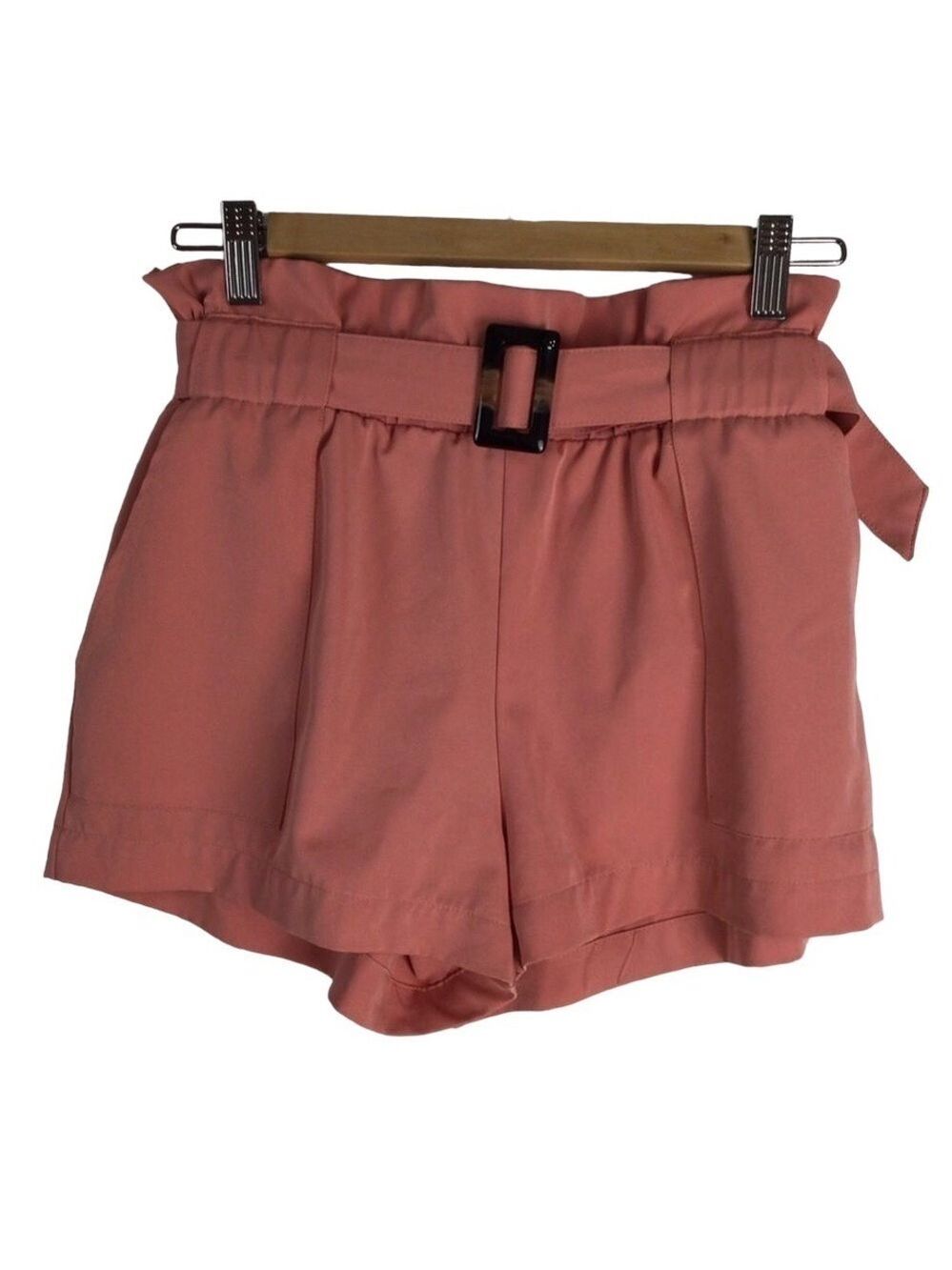 STREETWEAR society shorts belt high waisted bermudas pink/peach small pockets